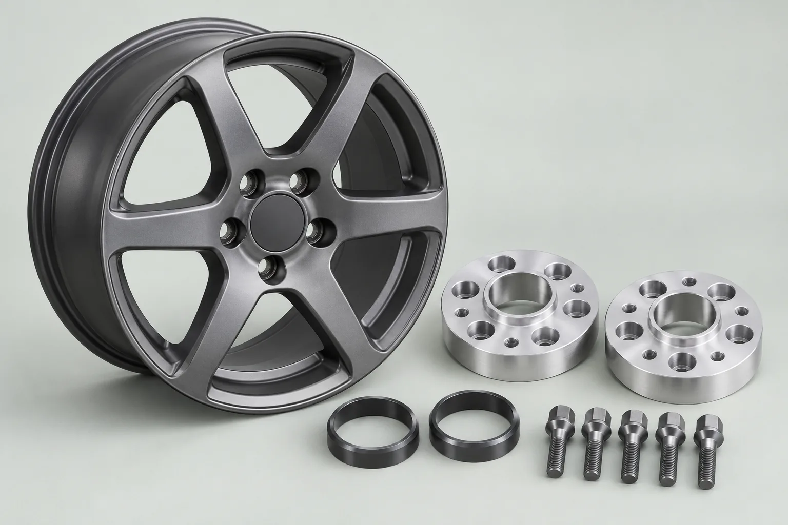 Illustrative spare-wheel and utility mounting hardware